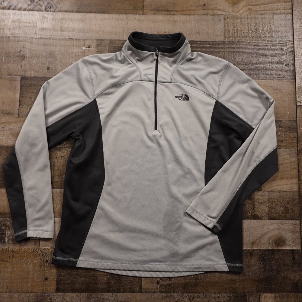 The North Face Men’s XL 1/4 Zip Fleece Gray Black Lightweight‎ Outdoor Pullover